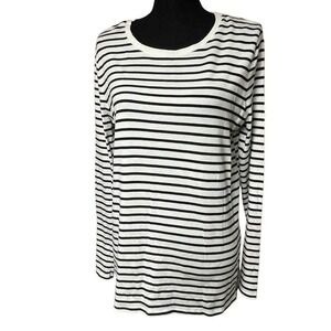 Merona Black and White Striped Pima Cotton‎ Long Sleeve Tee